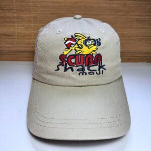 Maui Scuba Shack Hawaii Hat Cap Adjustable 100% Cotton Beige Classic Cut
